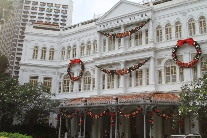 Exterior view of the Raffles Hotel, Singapore.
