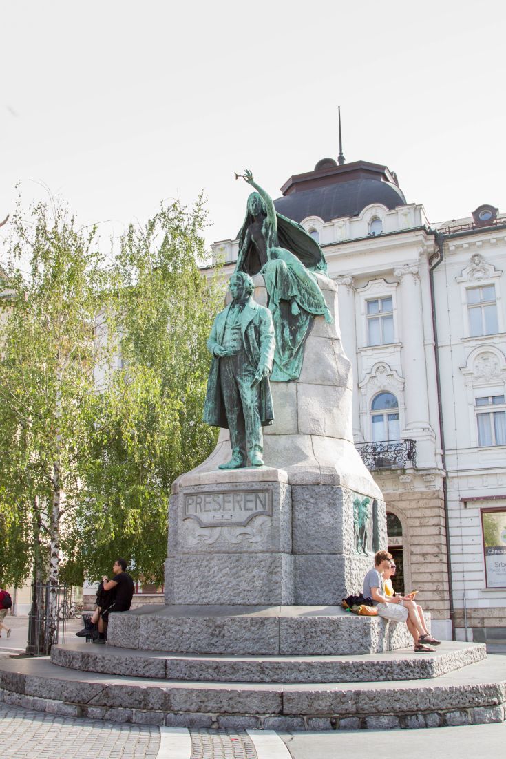 Ljubljana has its share of statues and green spaces.