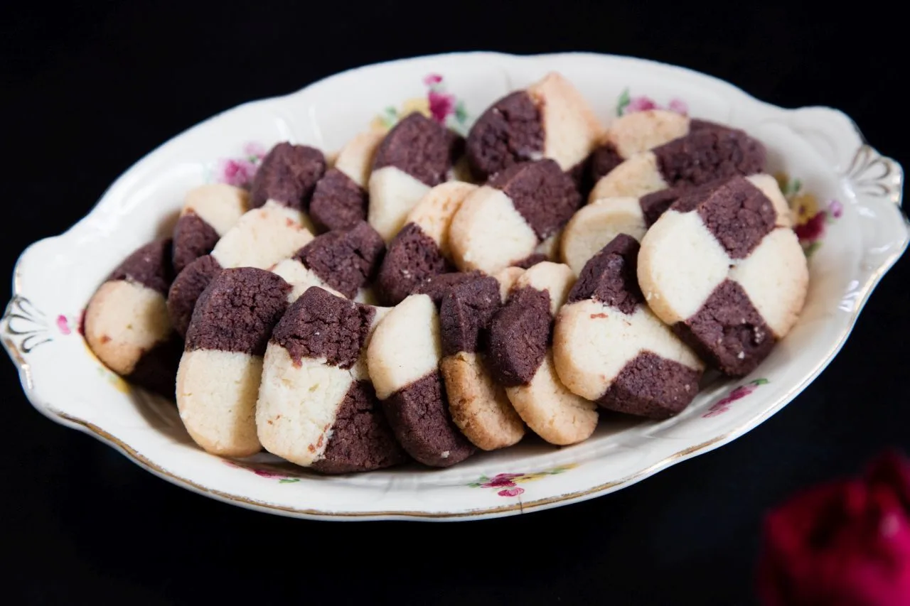 Chocolate and vanilla shortbreads for Swedish fika.