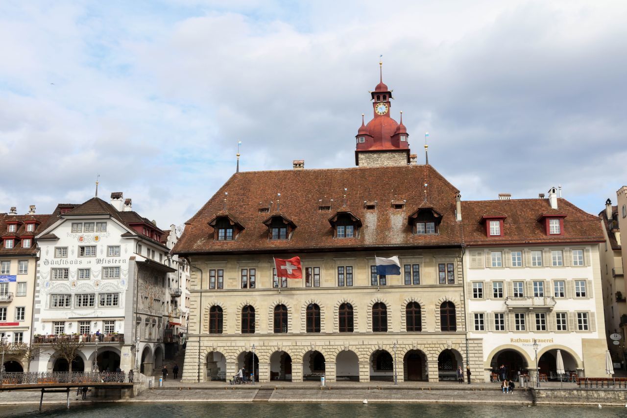 Town hall in Kornmarkt Square in Lucerne, Switzerland.