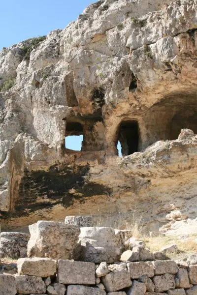Caves surrounding Alahan monastery.
