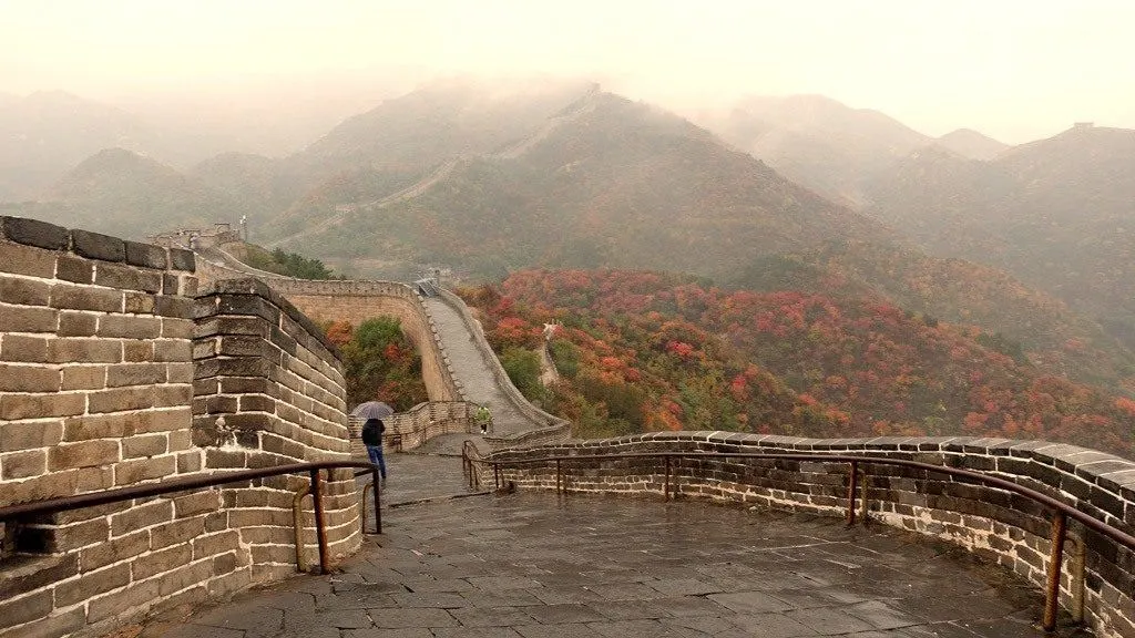 The Great Wall of China at Mutianyu in the fall.