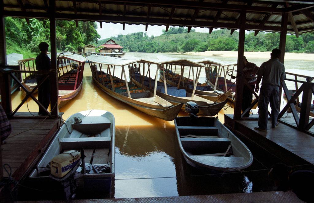 Long boats that transport you to Taman Negara National Park.