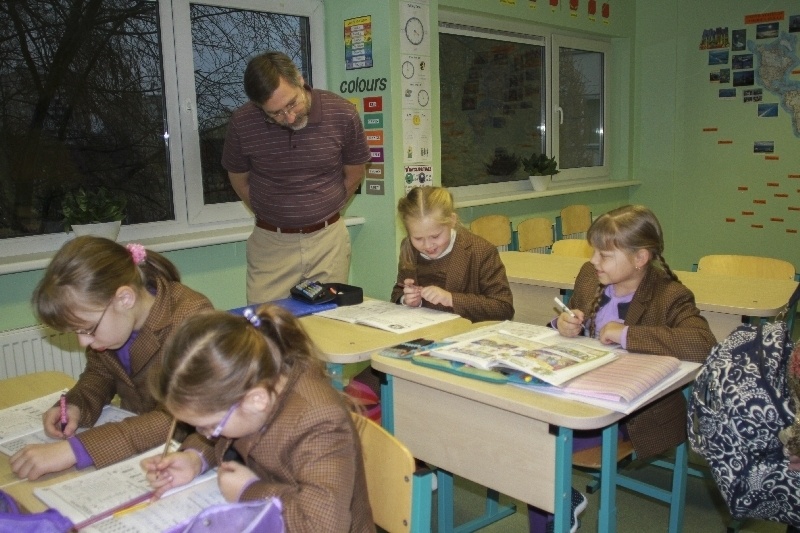 Teaching Lithuanian students in Kaunas.