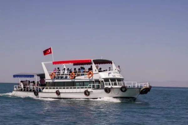 Riding the boat out to the Akdamar Island on Lake Van.