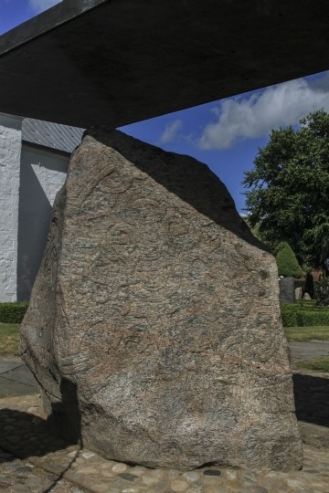 Ancient rune stone in Jelling, Denmark.