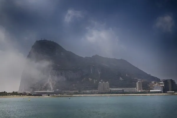 View of The Rock of Gibraltar from the Tangiers ferry.