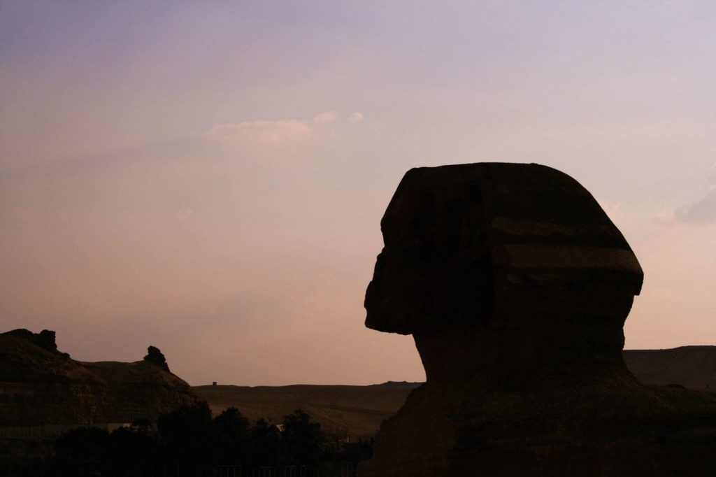 Silhouette of the Sphinx in Giza.