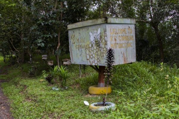 A rustic beehive in Malaysia.
