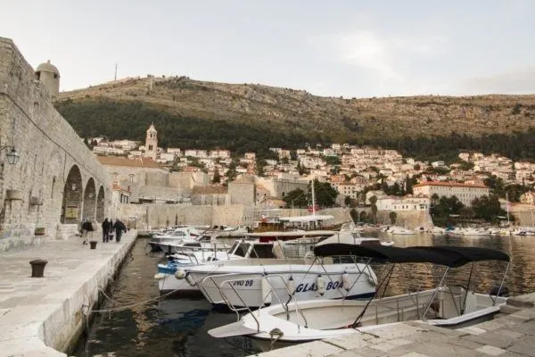 Small boat harbor in Dubrovnik.