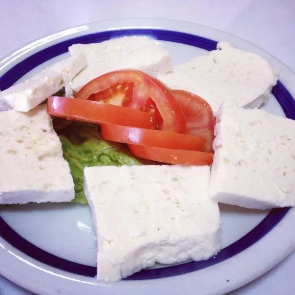 Croatian salad, cheese and tomatoes.
