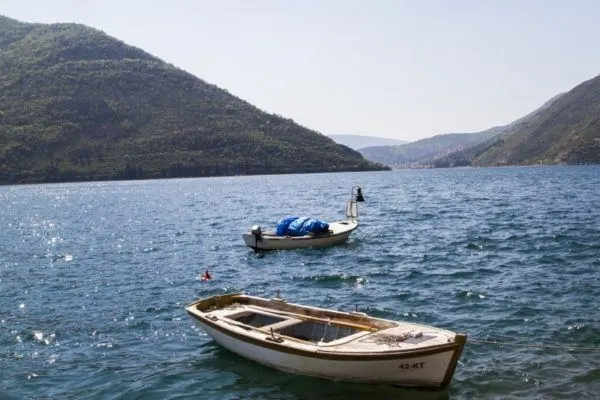 Small fishing boats in the bay of Kotor.