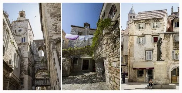 Three scenes from Split old town.