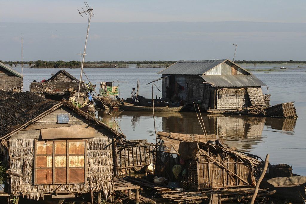 Floating village on Tonle Sap in Cambodia.