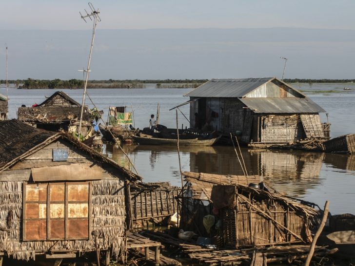 Floating village on Tonle Sap in Cambodia.