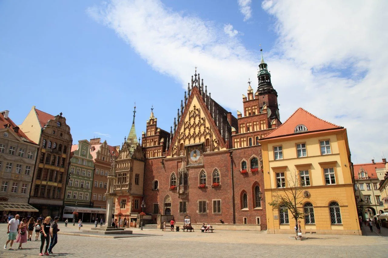 Square in front of Wroclaw's Old Town Hall.
