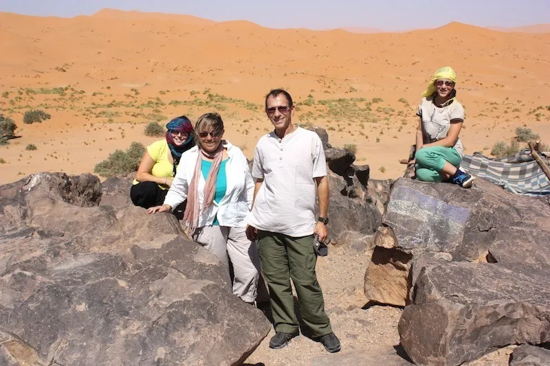 Rhonda and her family in the desert.