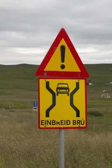 One way bridge sign found driving in Iceland