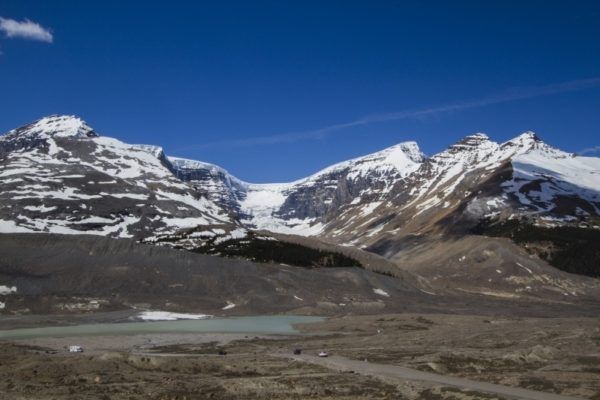 One of the pull outs while cruising the Icefields Parkway in Canada with incredible mountain and glacier view.