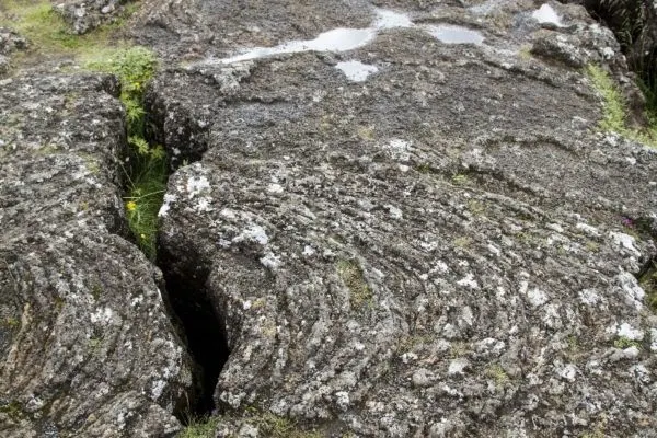 Interesting lava flow patterns in the rocks at Thigvellir.