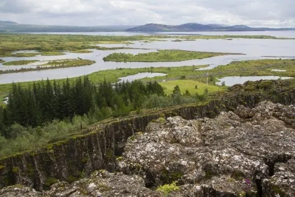 A view of the continental gap at Thingvellir National Park.