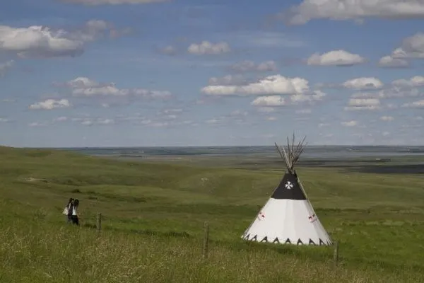 Tepee replica on the plains around Head Smashed in Buffalo Jump.