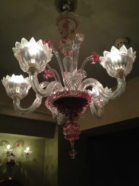 The ornate chandelier.