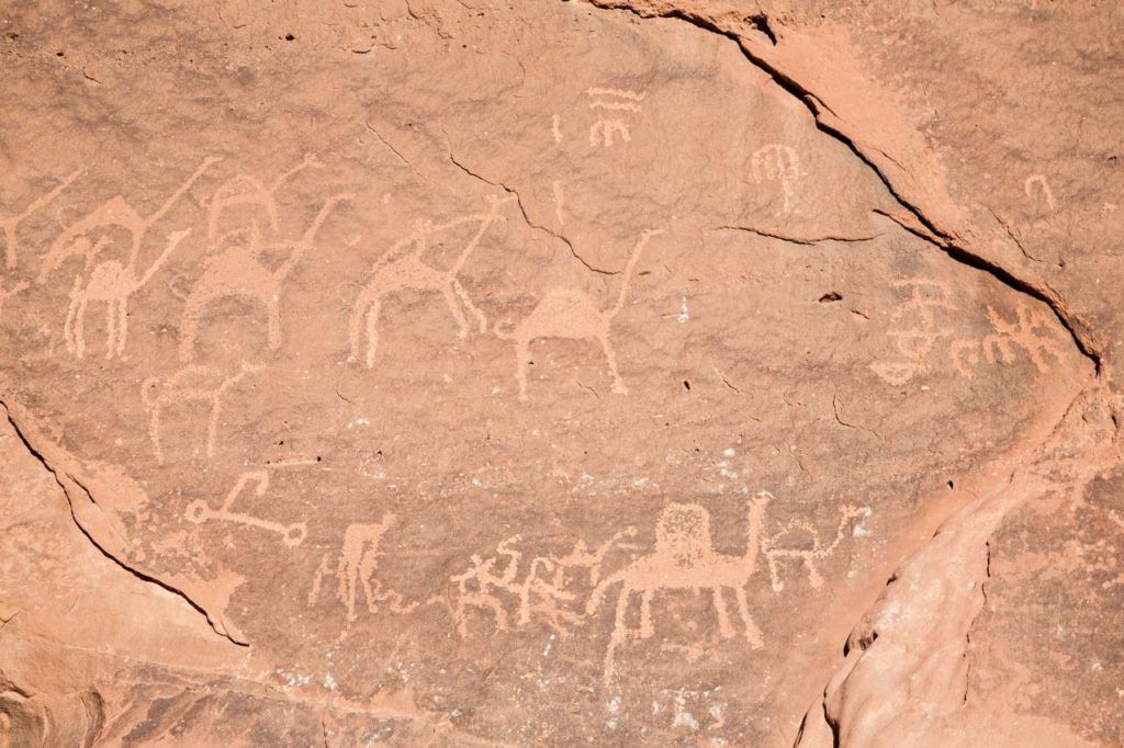 Petroglyps in Wadi Rum.