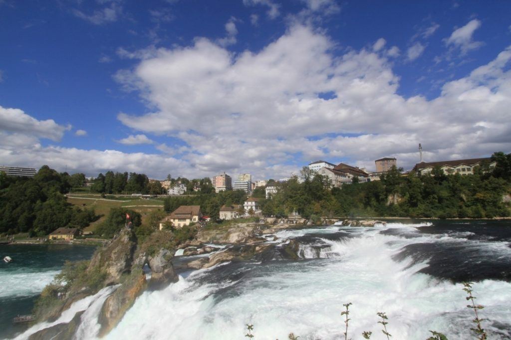 The legendary Rhine Falls on the border of Germany and Switzerland.