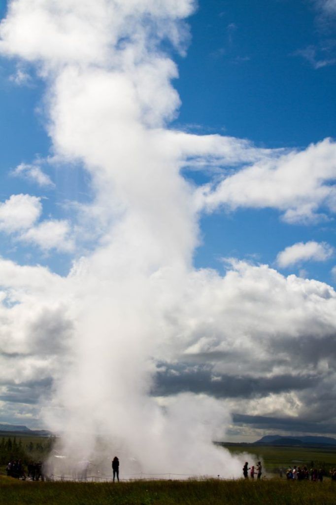 The Geyser eruption at Geysir, Iceland.