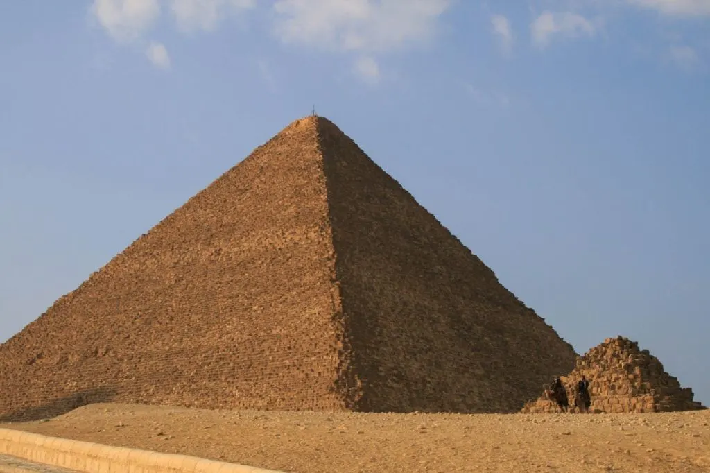 Great Pyramid and one of the Queens pyramids at Giza.