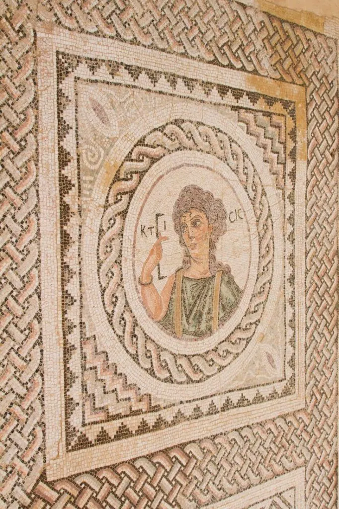 Pafos mosaic showing portrait of a woman.