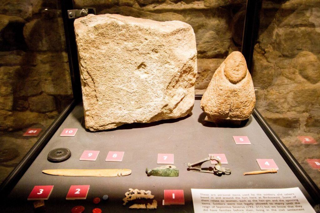 Great artifacts in the Hadrian's Wall museum.