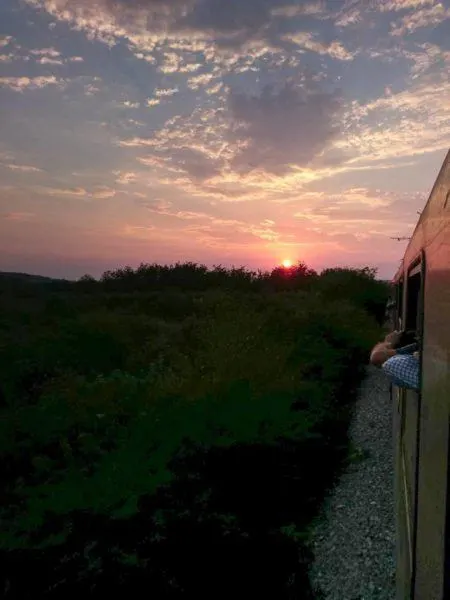 The sun setting as we rode trains in Eastern Europe. 