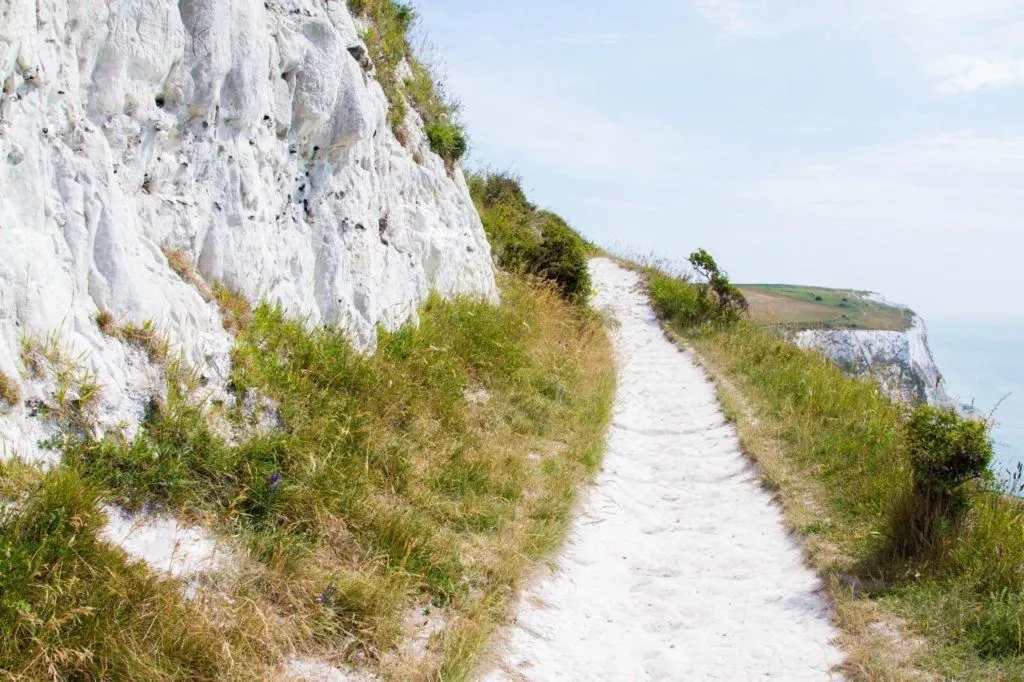 The path will take you right near some gorgeous white cliffs.