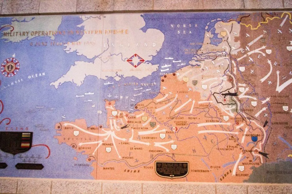 A map showing the invasion of forces in 1944.