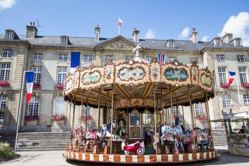 A carousel in Bayeux, France. 