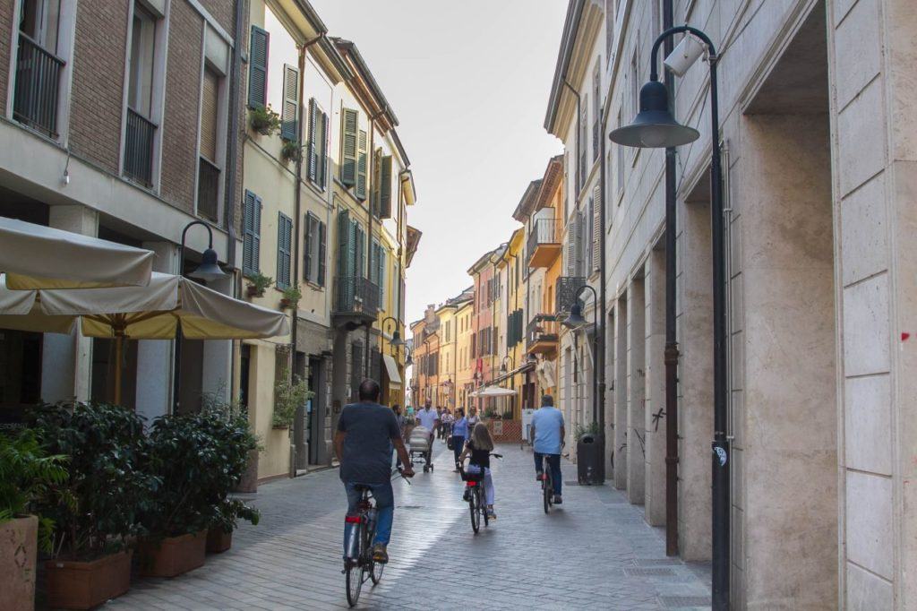 Ravenna's old town center is a pedestrian zone perfect for riding bikes or strolling.