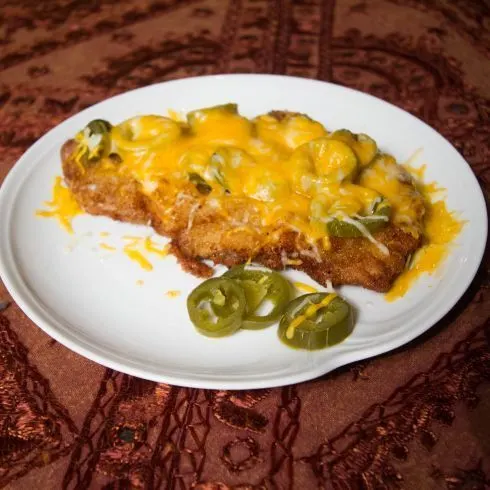 Mexican schnitzel recipe card.