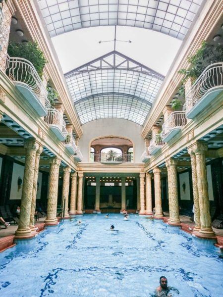 Carved columns and beautiful tiles add to the ornate decorations at Gellert spa and baths.