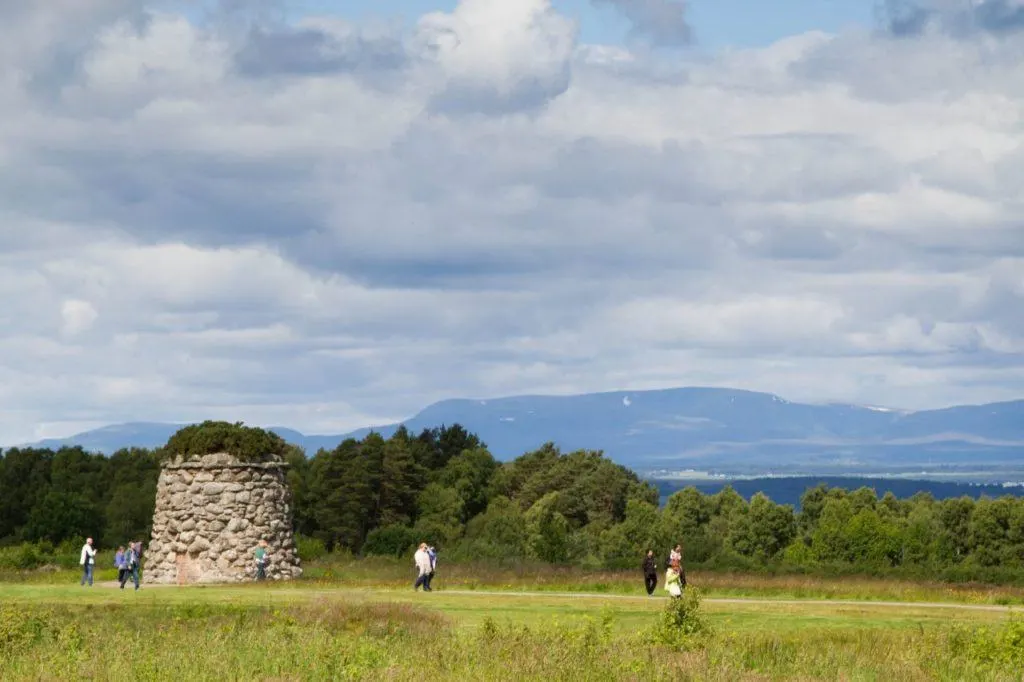 People walking on the path Battlefield of Culloden Scotland.