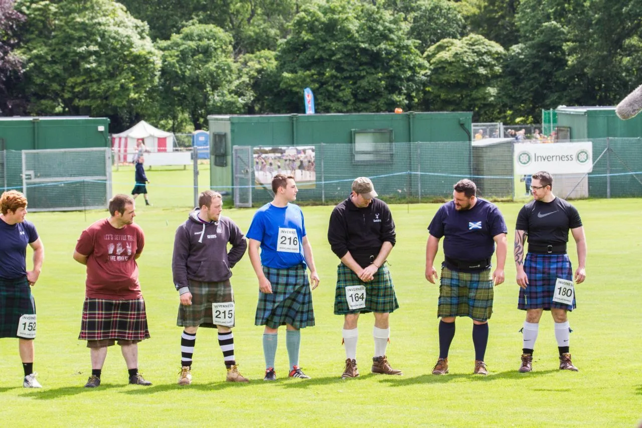 The line up of competitors in Inverness at the Highland Gathering.