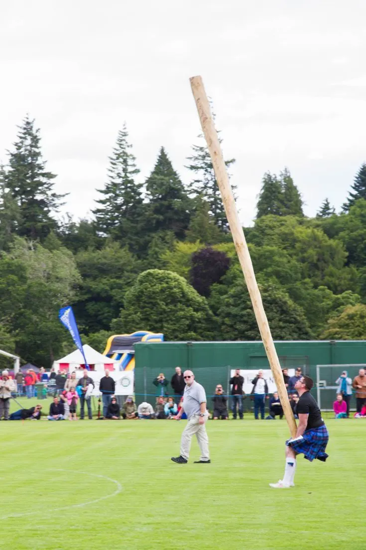Tossing the caber, one of the traditional events of the Scottish Highland Games.