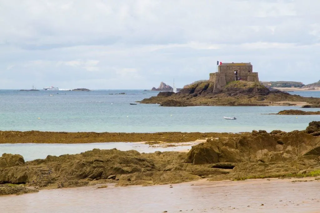 Fort du Petit Be, seen from the city walls of stunning the gorgeous city of St. Malo, France.