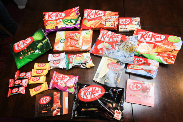 A variety of kit kat bars that we did a taste test on in Japan.