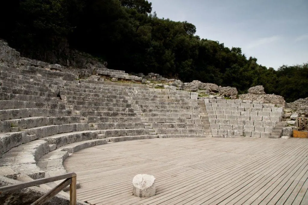 Standing in the Butrint amphitheater.
