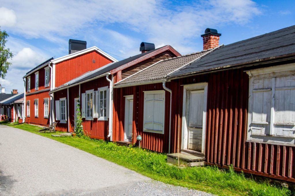 Old red and white town houses in Gammelstad.