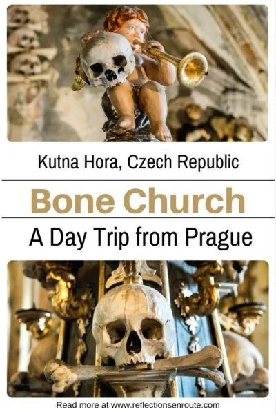 Skulls and skeletons greet you at the Sedlec Bone Church in Kutna Hora.