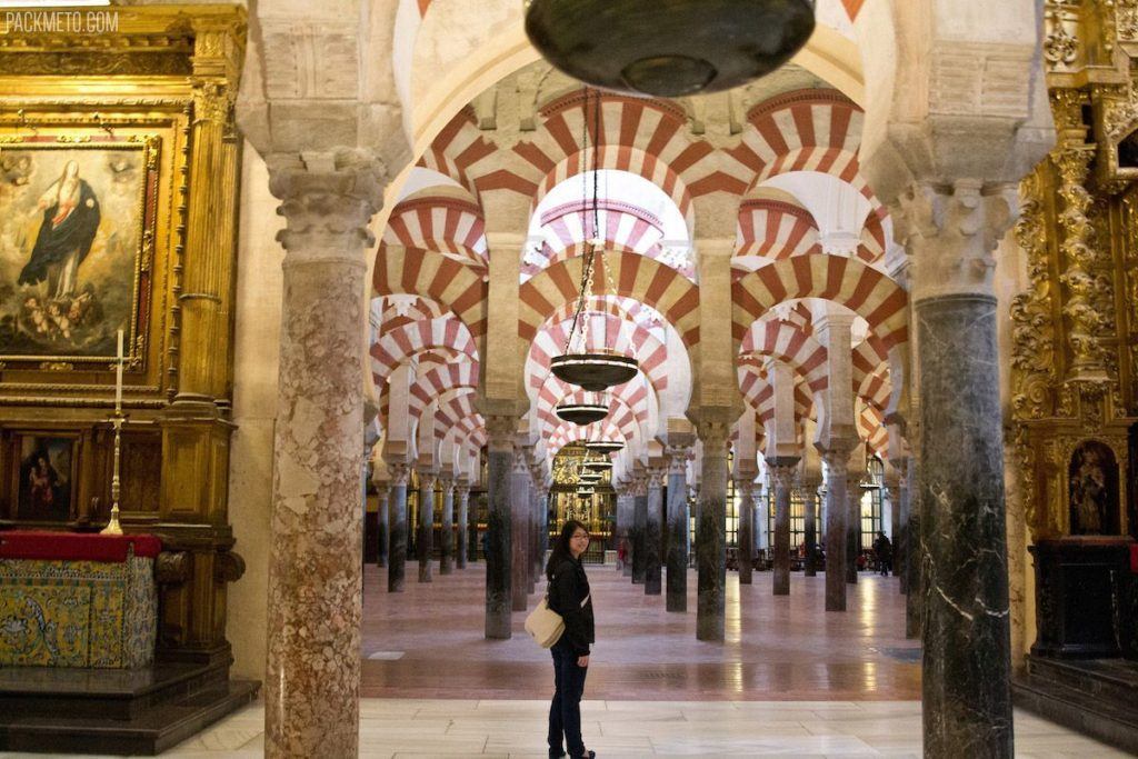Adelina inside the mezquita in Cordoba, Spain.