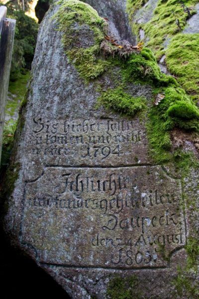 Some rocks are inscribed with old German.